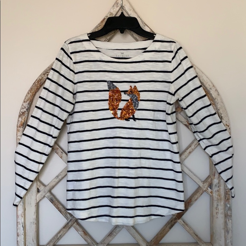 Talbots long sleeve, fox detail top